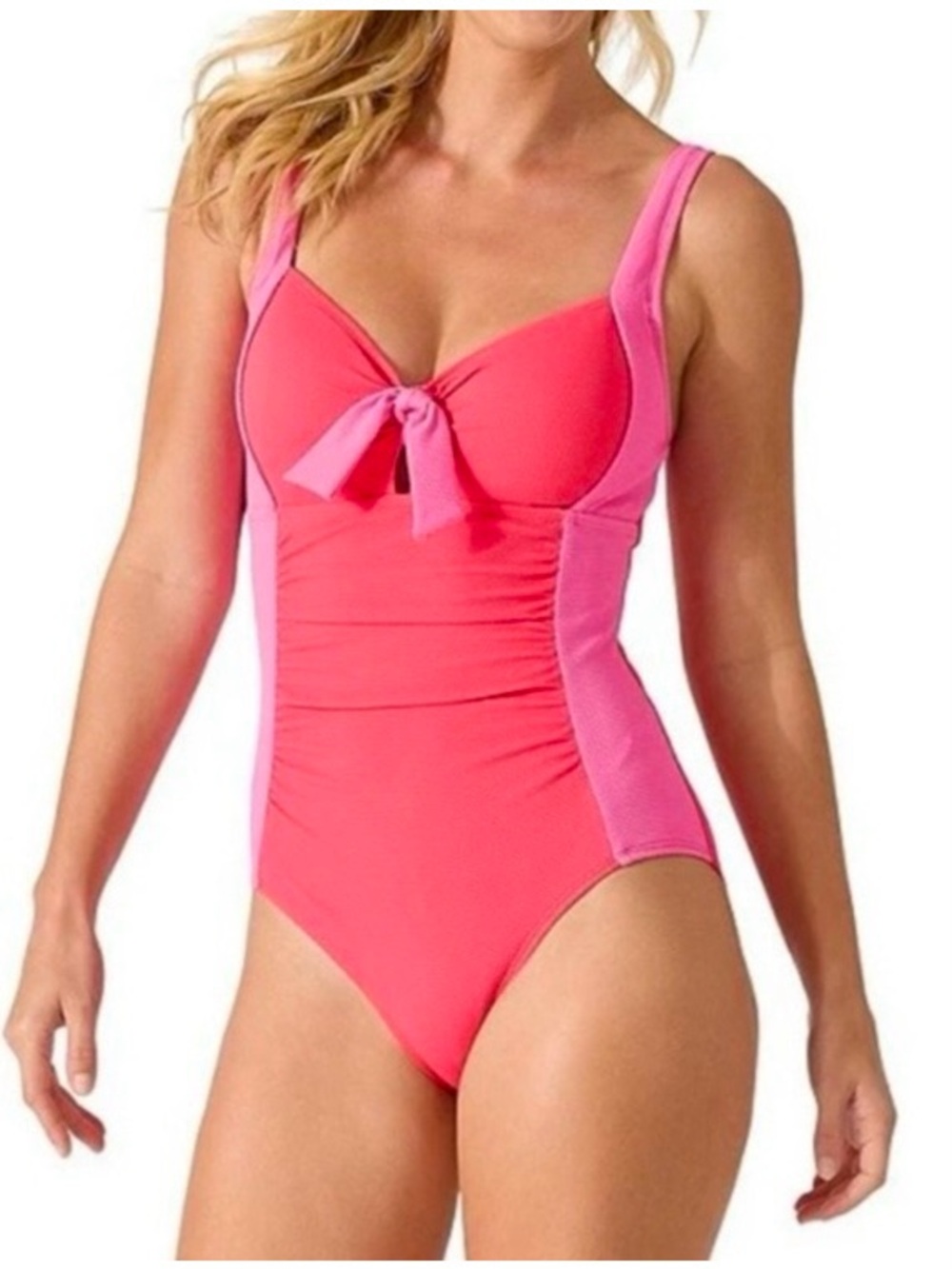 Tommy Bahama Island Cays Colorblock Tie One-Piece Swimsuit New With Tags